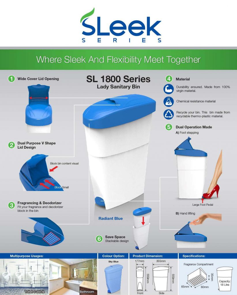Sanitary Bin Sleek Design IZRINABAYU Enterprise
